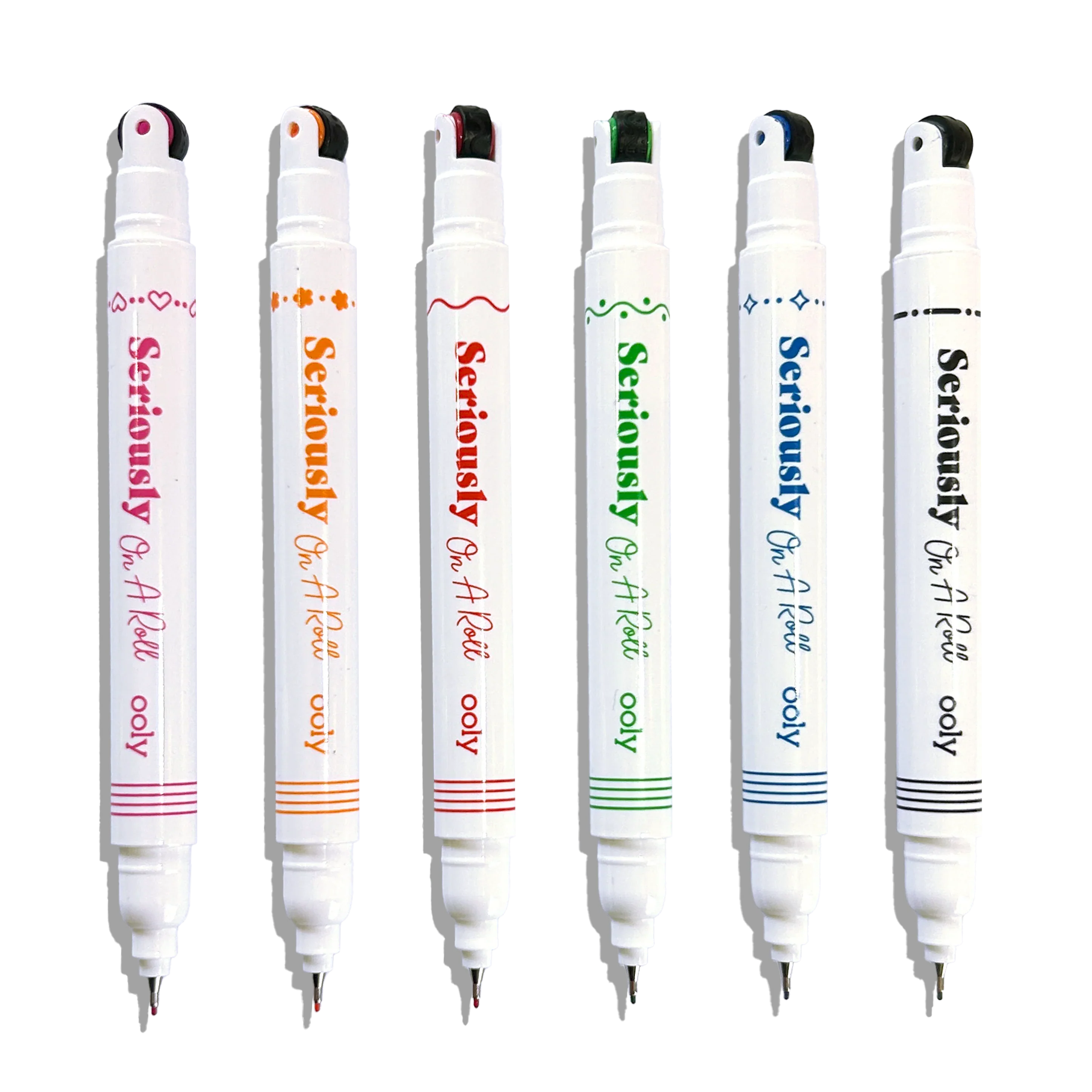 Ooly Seriously: On A Roll - Fine Tip & Roller Stamp Tip Markers (Set of 6)