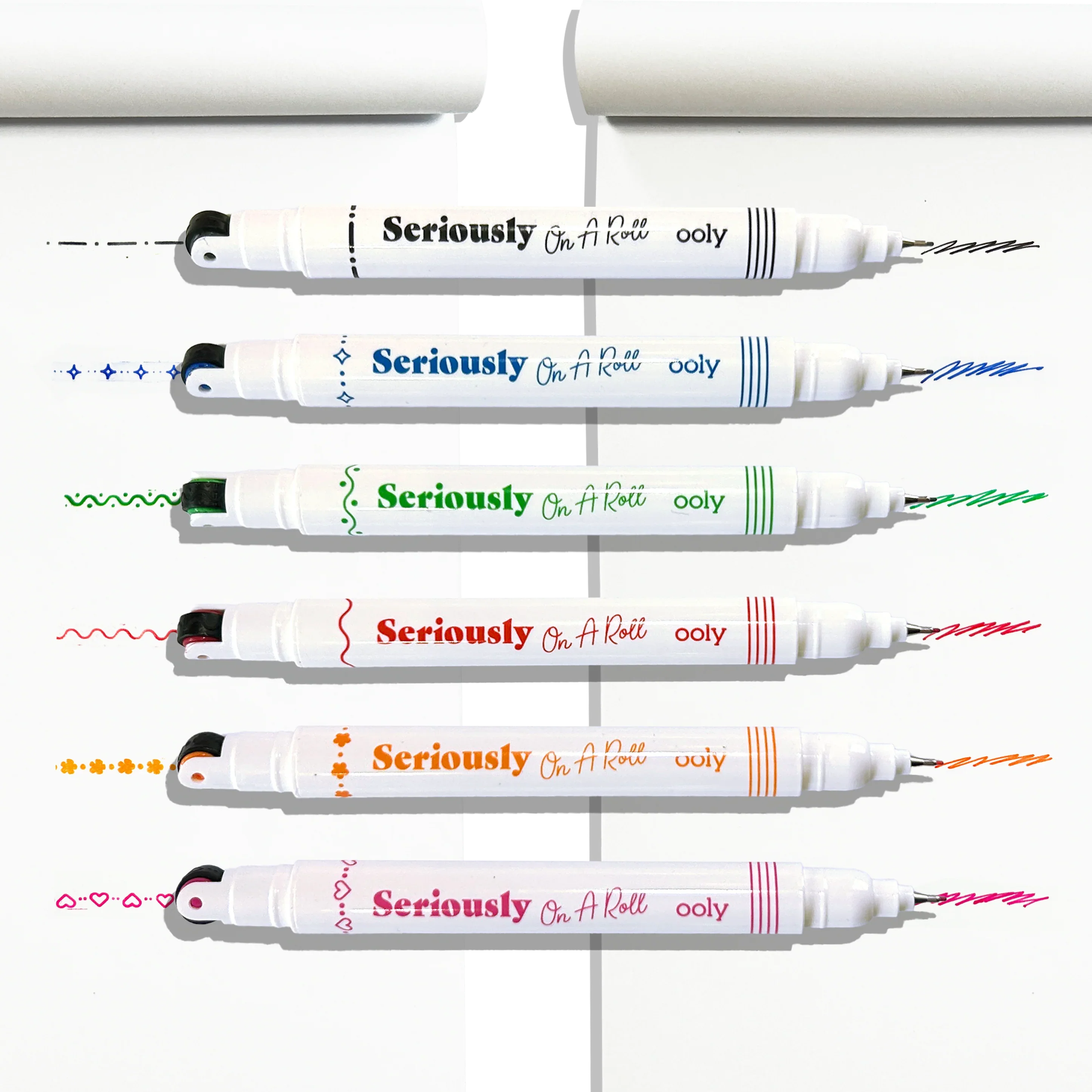 Ooly Seriously: On A Roll - Fine Tip & Roller Stamp Tip Markers (Set of 6)
