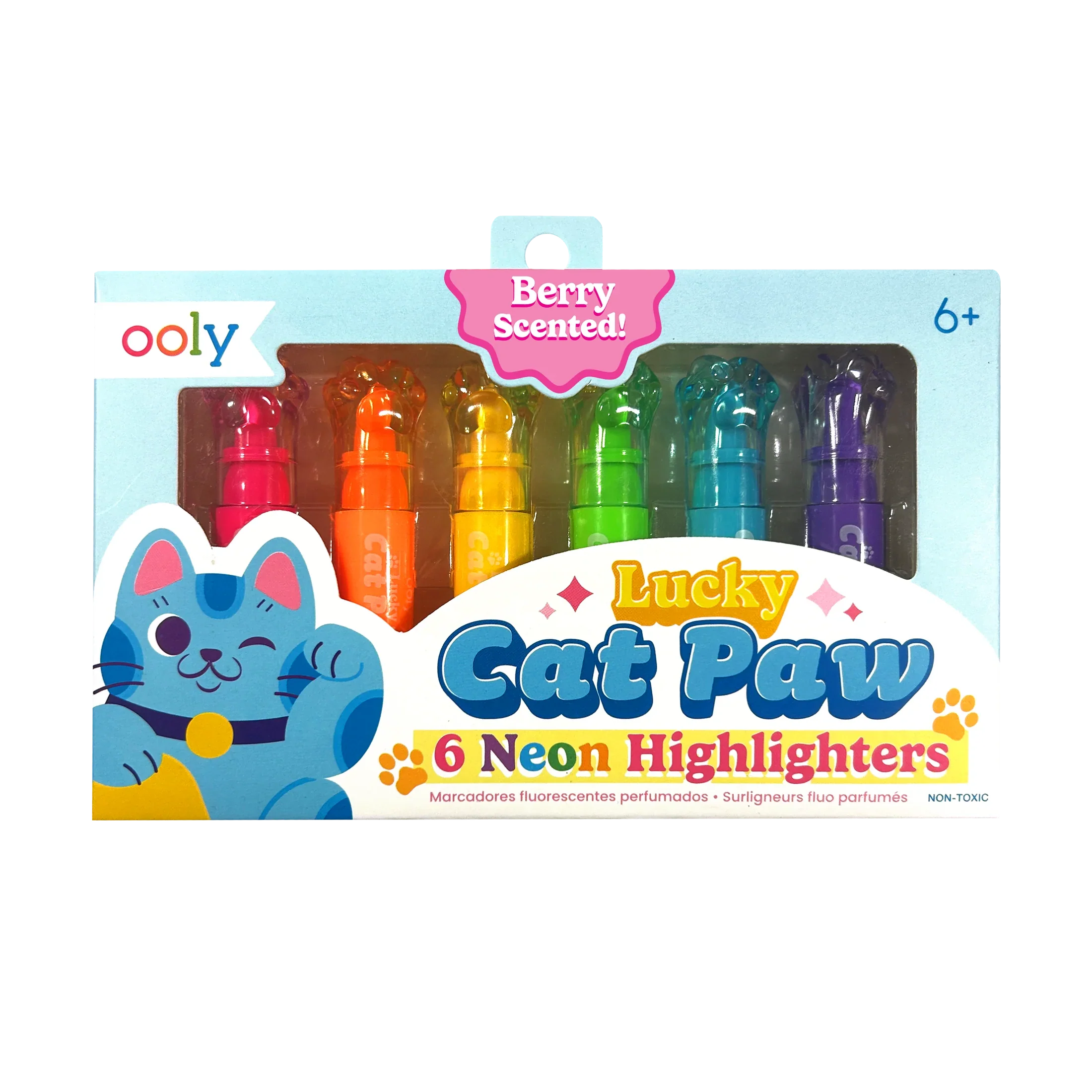 Ooly Lucky Cat Paw: Neon Highlighters - Berry Scent (Set of 6)