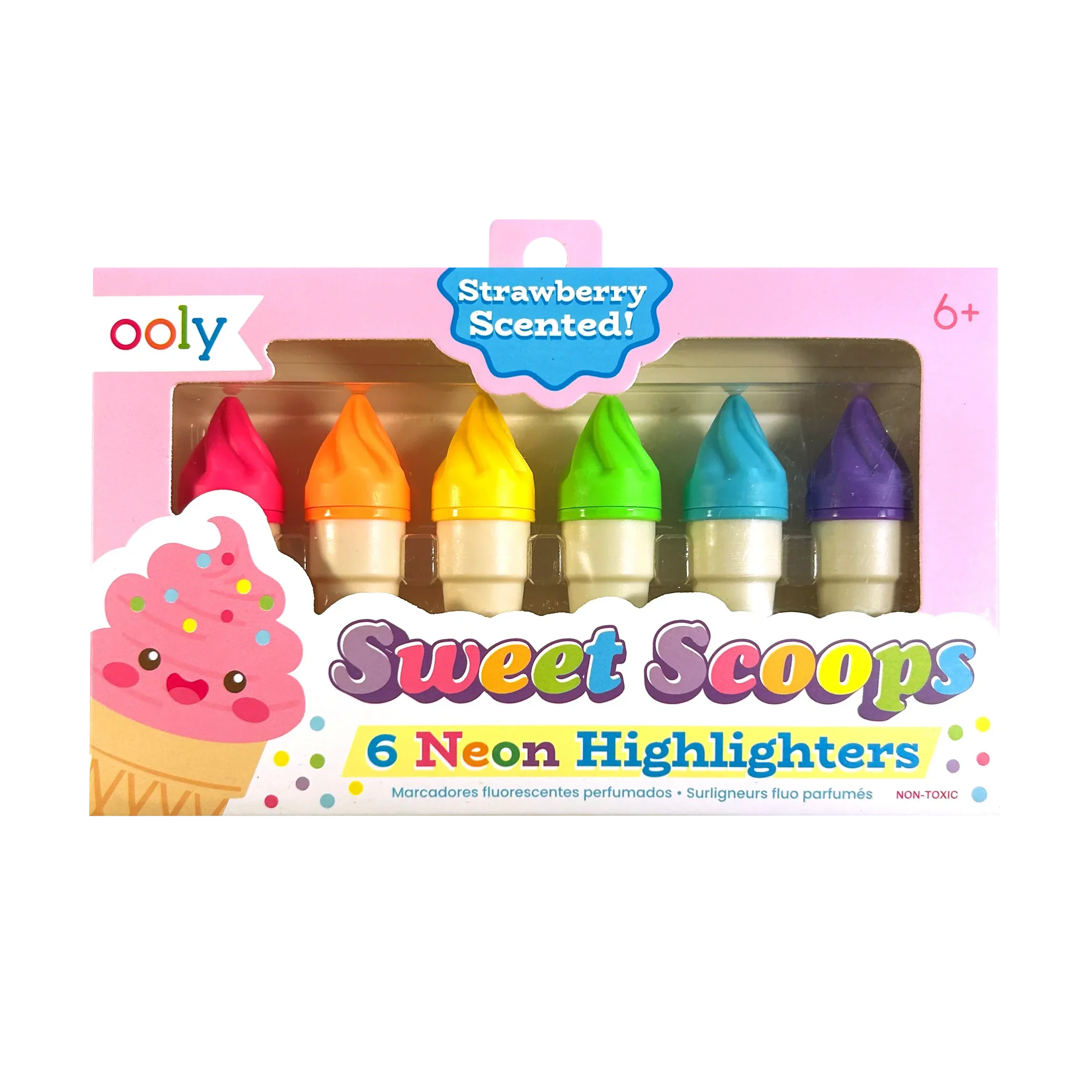 Ooly Sweet Scoops: Neon Highlighters - Strawberry Scent (Set of 6)