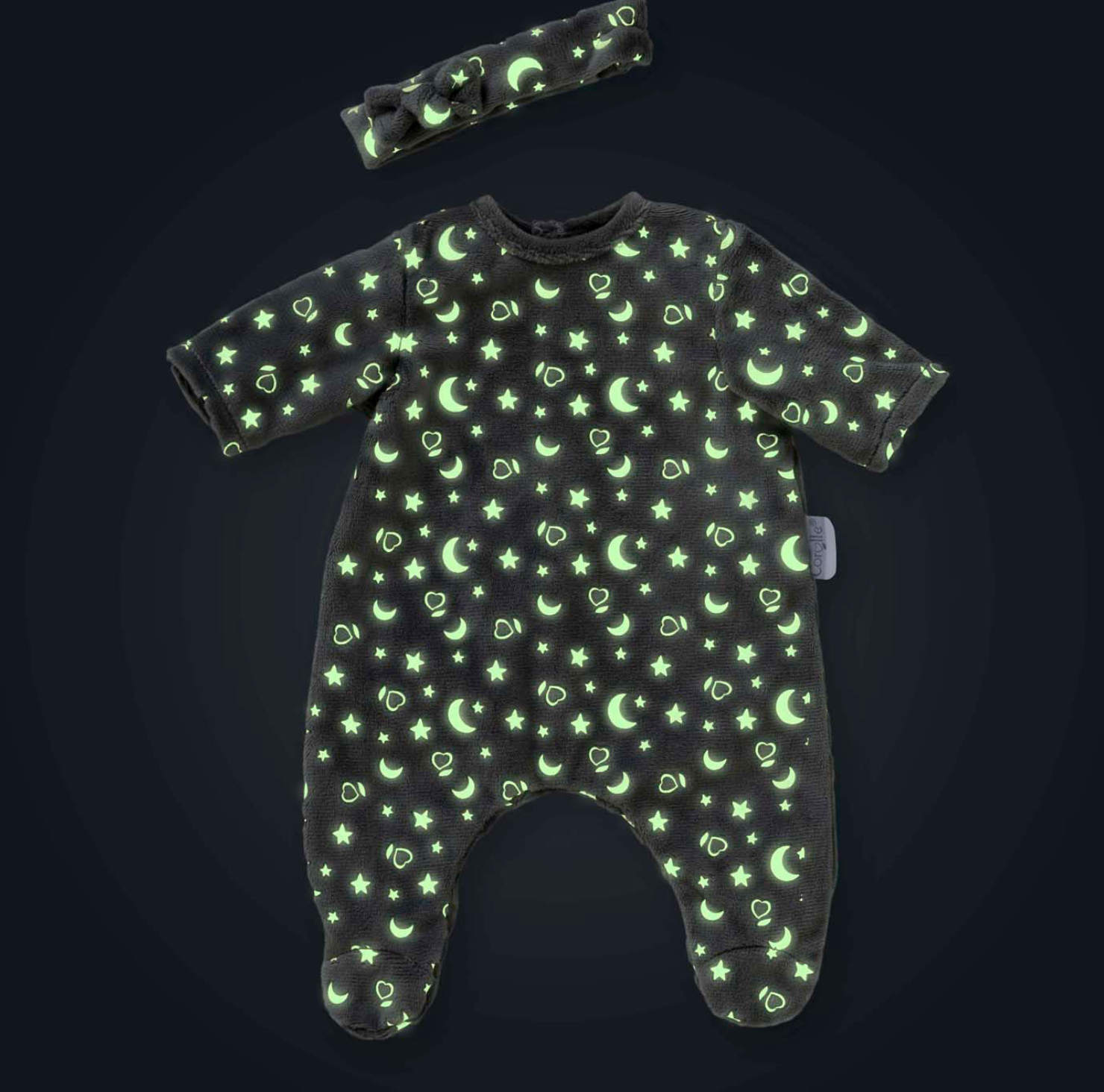 Corolle Dolls Clothes 12 Pajamas and Headband (Glow in the Dark)