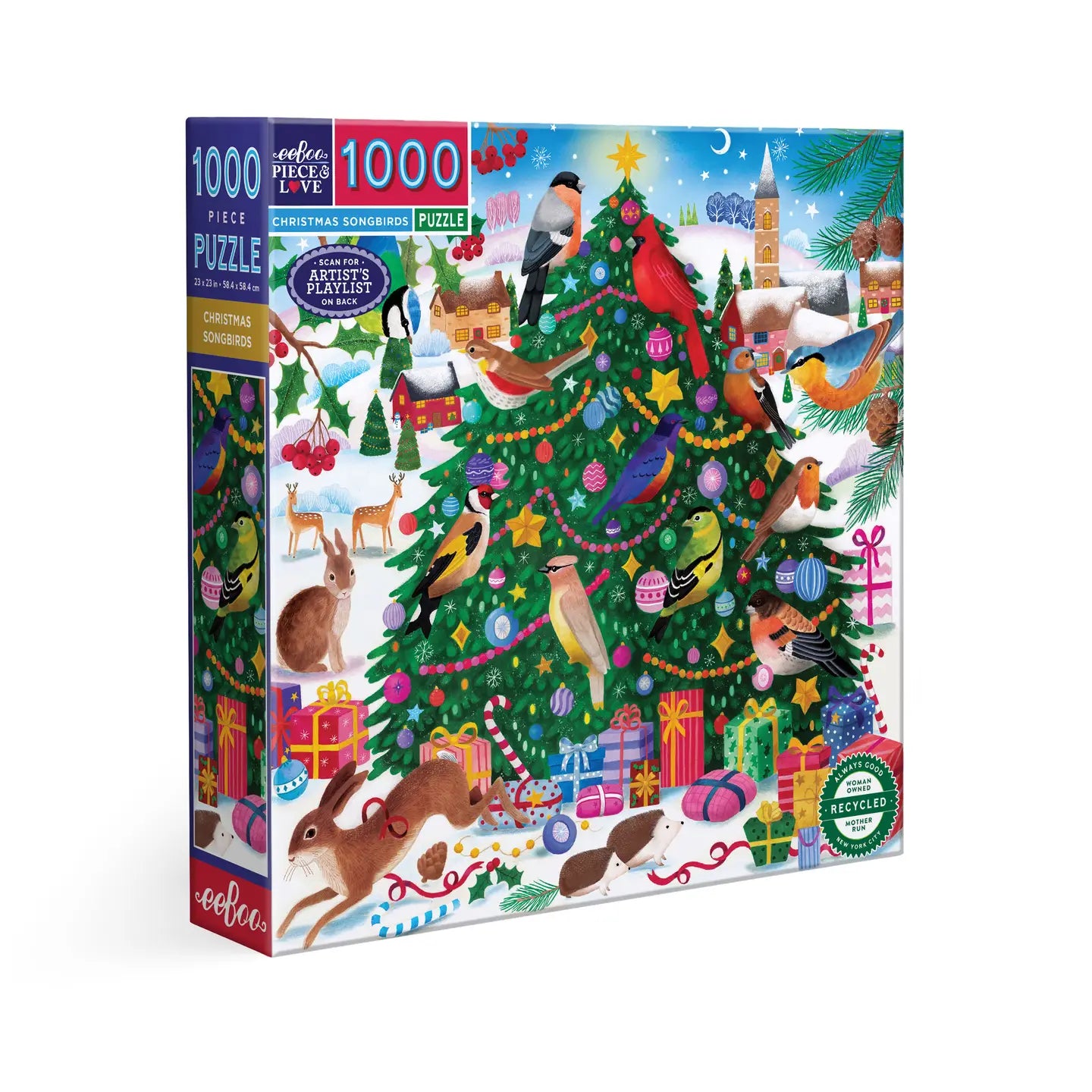 eeBoo 1000 Piece Puzzle Christmas Songbirds